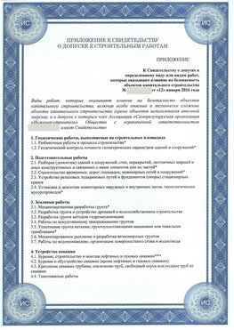 Приложение к свидетельству о допуске к строительным работам Медвежьегорск СРО в строительстве